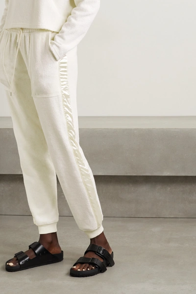 Shop Atm Anthony Thomas Melillo Satin-trimmed French Cotton-terry Track Pants In Cream