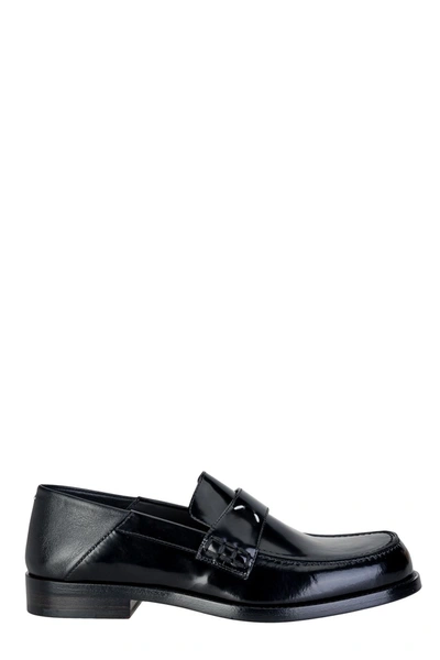 Shop Maison Margiela Tabi Stitched Loafers In Black