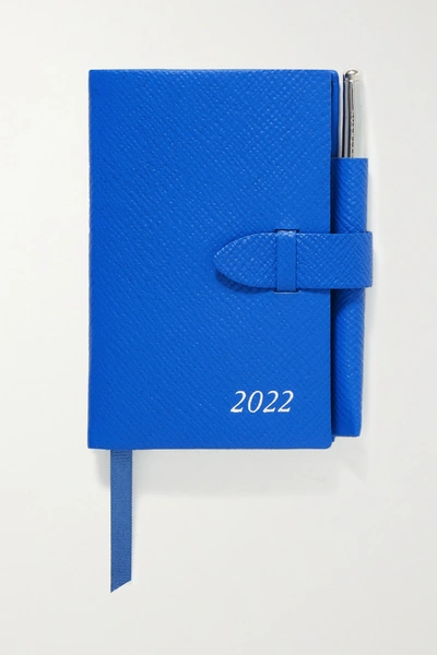 Shop Smythson The Wafer 2022 Textured-leather Diary In Blue