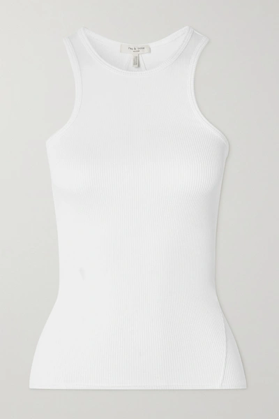 Shop Rag & Bone The Essential Ribbed Stretch-organic Pima Cotton Jersey Tank In White