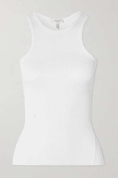 Rag & Bone The Essential Ribbed Stretch-organic Pima Cotton Jersey Tank In White
