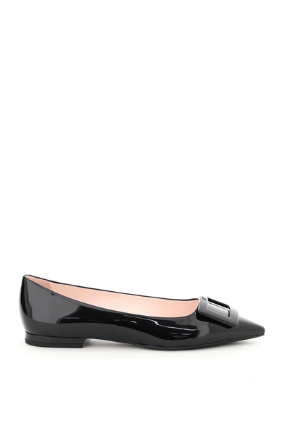 Gommettine Leather Ballet Flats With Tonal Buckle In Black