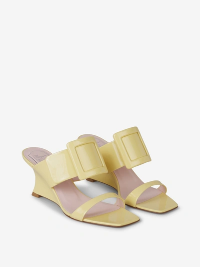 Shop Roger Vivier Viv' In The City Wedge Mules In Yellow