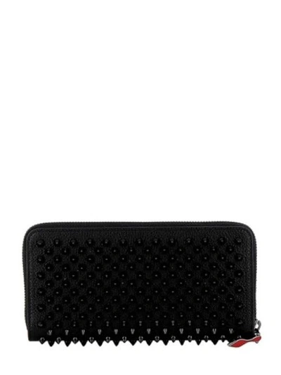 Shop Christian Louboutin Black Panettone Studded Wallet In Nero