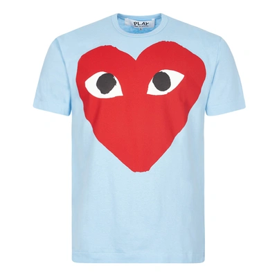 Shop Comme Des Garçons Play Big Heart Logo T-shirt In Blue