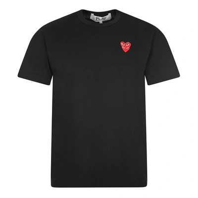 Shop Comme Des Garçons Play Overlapping Heart T-shirt In Black
