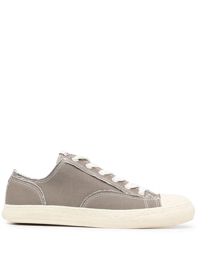 Shop Miharayasuhiro General Scale Contrast-stitch Sneakers In 褐色