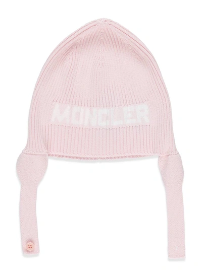 Shop Moncler Enfant Logo Intarsia Knit Hat In Pink