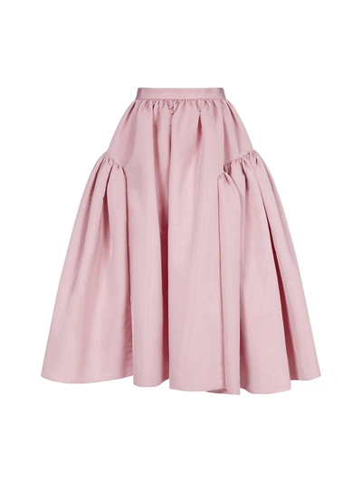 Shop Alexander Mcqueen Pleated Detail Midi Skirt In Pink