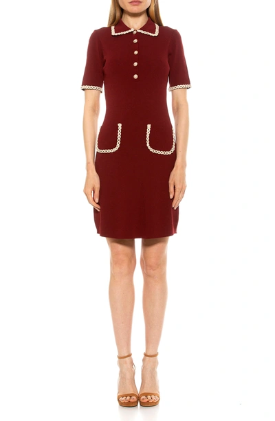 Shop Alexia Admor Piper Short Sleeve Knit Dress In Burgundy