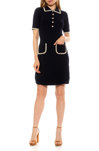 Shop Alexia Admor Piper Short Sleeve Knit Dress In Navy