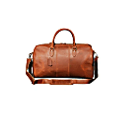 Touri Genuine Leather Duffle With Luggage Tag In Brown In In