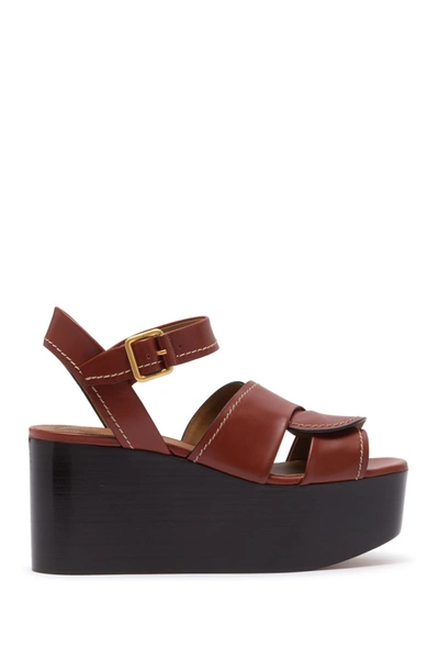 Shop Chloé Candice Platform Wedge Sandal In Sepia Brown