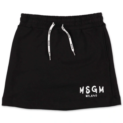 Shop Msgm Kids Logo Print Drawstring Skirt In Black