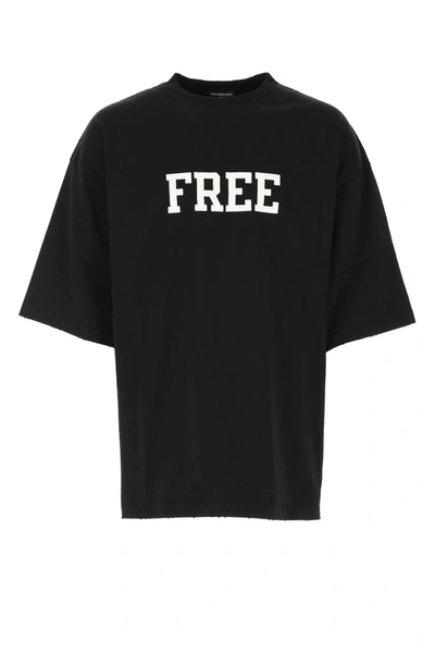 Shop Balenciaga Black Cotton Oversize T-shirt  Black  Uomo S