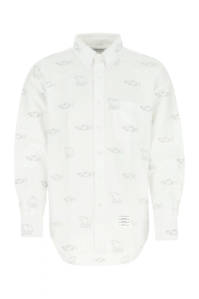 Shop Thom Browne Embroidered Oxford Shirt Printed  Uomo 4