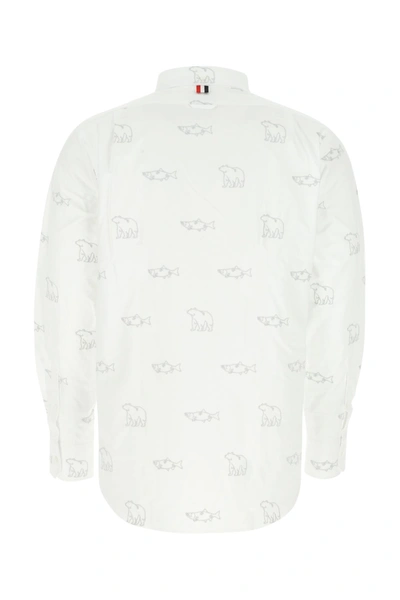 Shop Thom Browne Embroidered Oxford Shirt Printed  Uomo 4