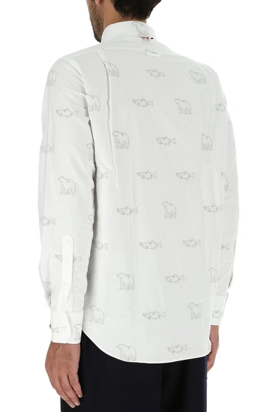 Shop Thom Browne Embroidered Oxford Shirt Printed  Uomo 4