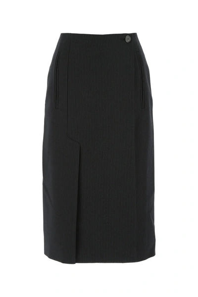 Shop Prada Embroidered Wool Skirt  Stripped  Donna 40