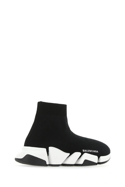 Balenciaga Black Stretch Fabric Speed 2.0 Sneakers In Black