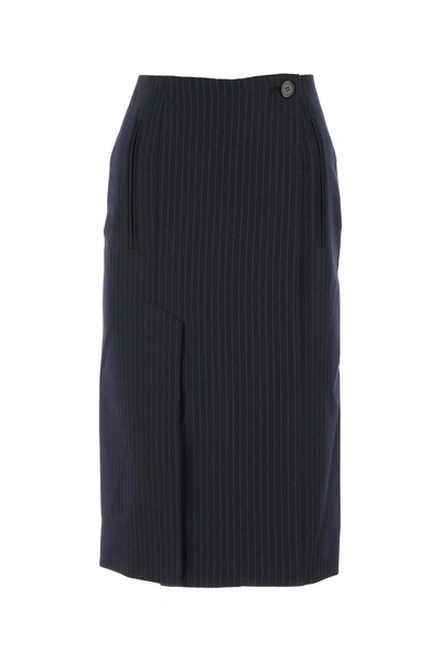 Shop Prada Embroidered Wool Skirt Stripped  Donna 40