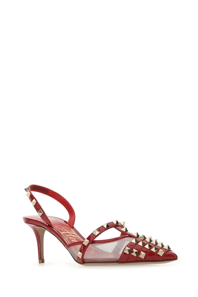 Shop Valentino Red Leather Rockstud Alcove Pumps  Red  Garavani Donna 40