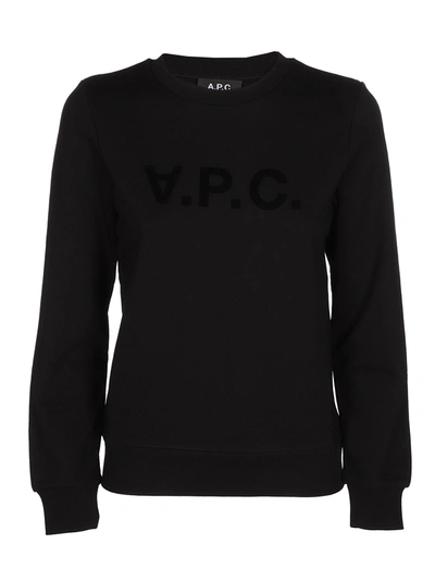 Shop Apc A.p.c. Viva Logo Flocked Sweatshirt In Black