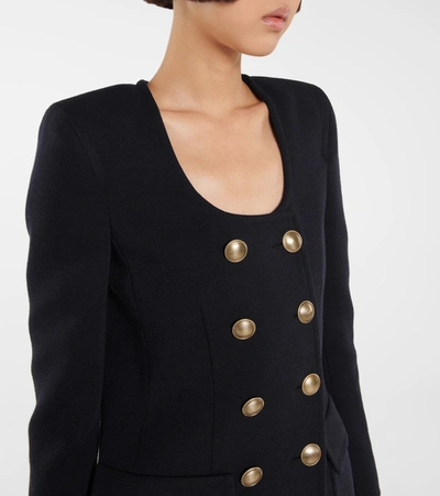 Shop Saint Laurent Wool-blend Jersey Knit Blazer In Blue