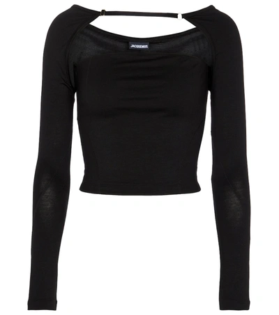 Shop Jacquemus Le T-shirt Lucciu Stretch-jersey Top In Black