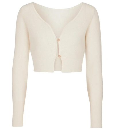 Shop Jacquemus Le Cardigan Alzou Mohair And Wool-blend Cardigan In White