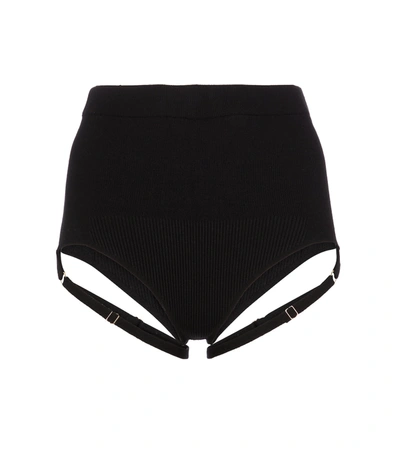 Shop Jacquemus La Culotte Sierra Ribbed-knit Briefs In Black