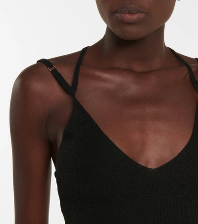 Shop Jacquemus Le Maille Aneto Linen Crop Top In Black