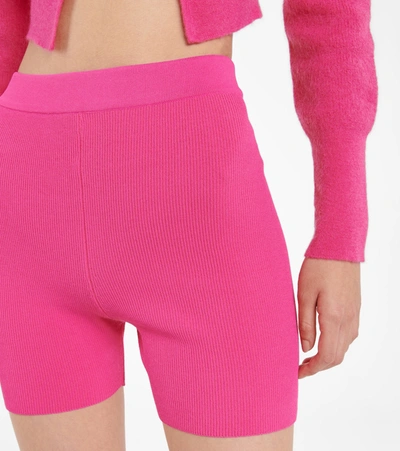 Shop Jacquemus Le Short Arancia Knit Biker Shorts In Pink
