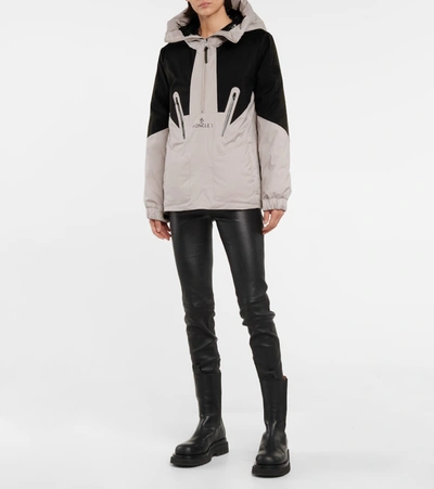 Moncler Iberis Half Zip Down Hooded Pullover Jacket In Black