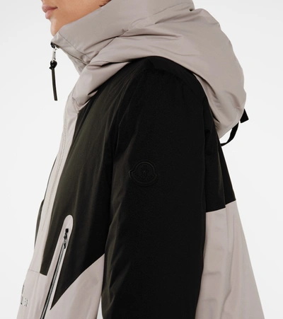 Moncler Iberis Half Zip Down Hooded Pullover Jacket In Black