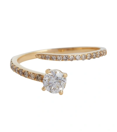 Shop Ileana Makri Grass Seed 18kt Yellow Gold Ring With Diamonds