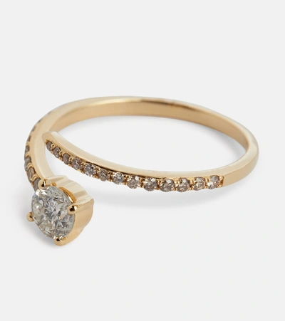 Shop Ileana Makri Grass Seed 18kt Yellow Gold Ring With Diamonds