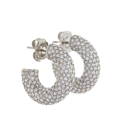 Shop Amina Muaddi Cameron Mini Embellished Earrings In Silver