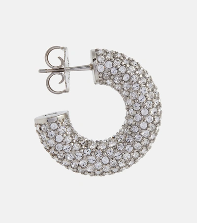 Shop Amina Muaddi Cameron Mini Embellished Earrings In Silver