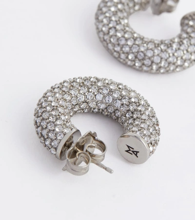 Shop Amina Muaddi Cameron Mini Embellished Earrings In Silver