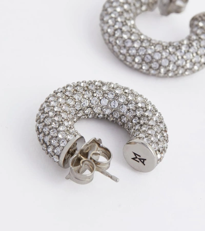 Amina Muaddi Cameron Mini Embellished Earrings In Silver