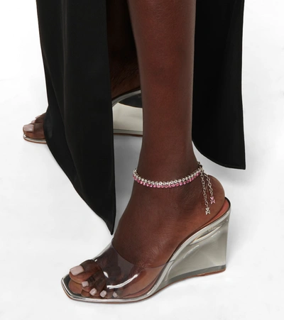 Shop Amina Muaddi Tennis Crystal-embellished Anklet In Silver