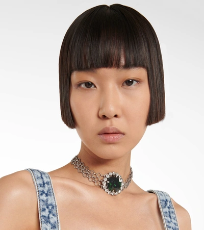 Shop Alessandra Rich Crystal-embellished Choker In Silver