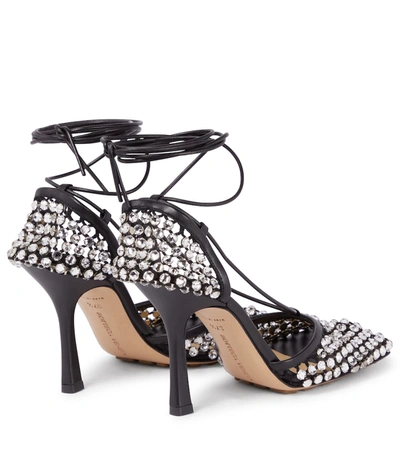 Bottega Veneta Rhinestoned Web Sparkle Mesh Pumps 10cm In Black