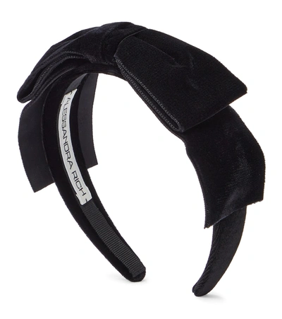 Shop Alessandra Rich Velvet Headband With Bow In Black
