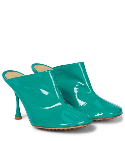 Shop Bottega Veneta Dot Sock Patent Leather Mules In Green