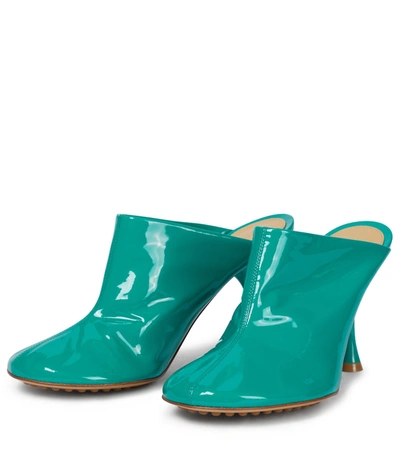 Shop Bottega Veneta Dot Sock Patent Leather Mules In Green