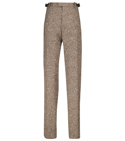 Shop Bottega Veneta Slim-leg Herringbone Pants In Beige