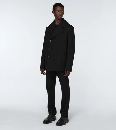 Shop Givenchy Felted Wool Peacoat In Black