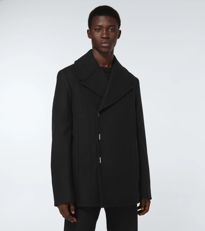 Shop Givenchy Felted Wool Peacoat In Black